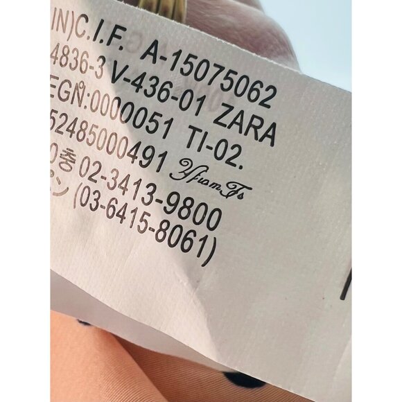 Vintage 90s Zara Lace Peter Pan Collar Peach Black Print Button Down Back Blouse - Picture 10 of 14